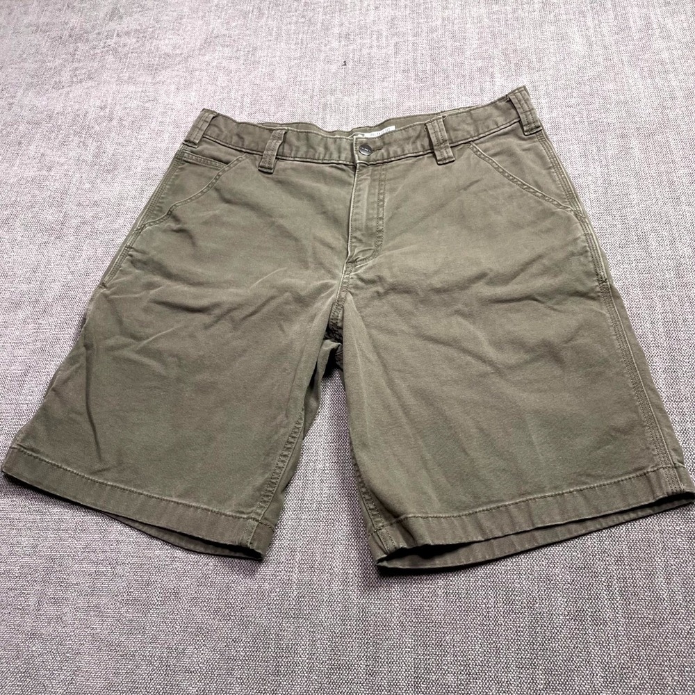Carhartt Relaxed Fit Workwear Shorts Mens 34 Green Canvas Flat Front Outdoor